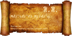 Mátéfi Milán névjegykártya
